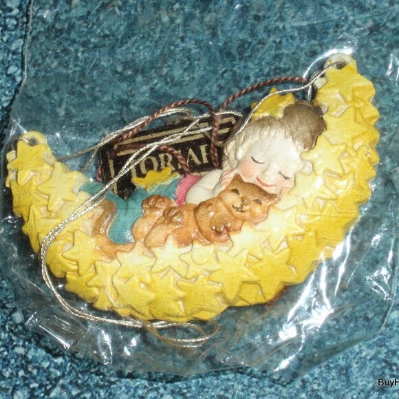 Anri Toriart "Star Burst" Ferrandiz - Sleeping Cat And Child Christmas Ornament! - Picture 2 of 3